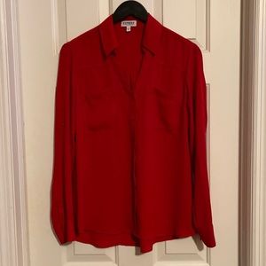 Red {Express} Original Fit Portofino Shirt - Medium